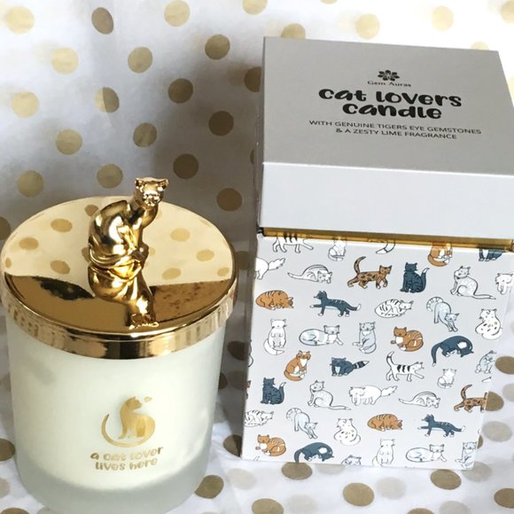 Collectible Cat Lover Gem Candle with Tiger's Eye Gemstone Limited Edition - Picture 14 of 16